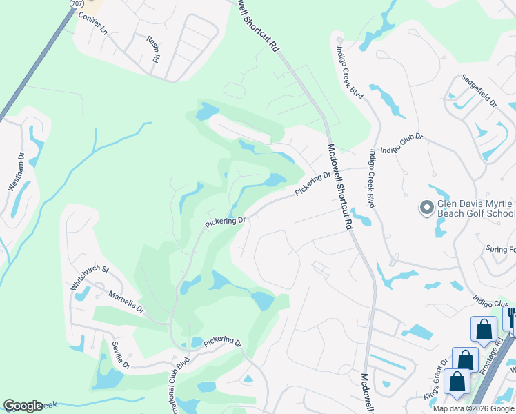 map of restaurants, bars, coffee shops, grocery stores, and more near 182 Pickering Drive in Murrells Inlet