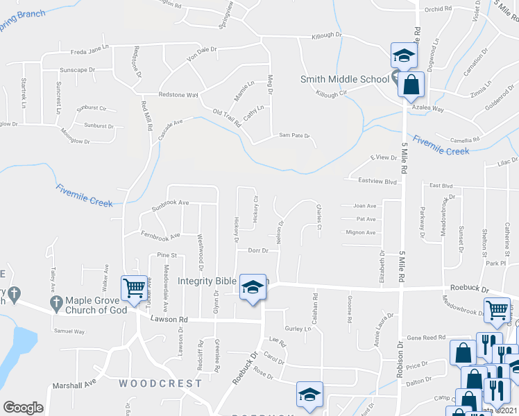 map of restaurants, bars, coffee shops, grocery stores, and more near 933 Hickory Circle in Birmingham