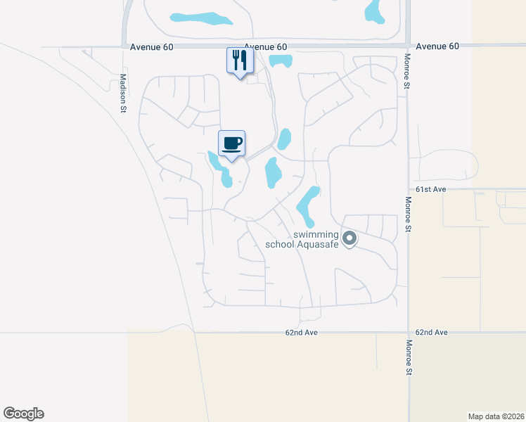 map of restaurants, bars, coffee shops, grocery stores, and more near 81530 Ulrich Drive in La Quinta
