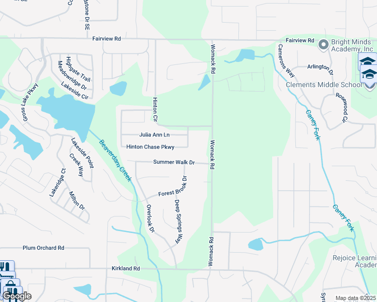 map of restaurants, bars, coffee shops, grocery stores, and more near 490 Hinton Chase Parkway in Covington