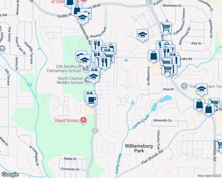 map of restaurants, bars, coffee shops, grocery stores, and more near 6002 Nile Court in Atlanta