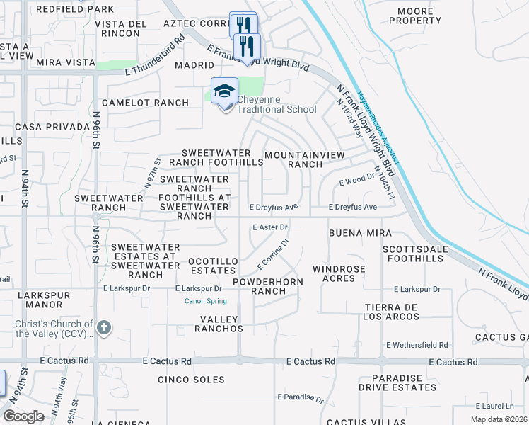 map of restaurants, bars, coffee shops, grocery stores, and more near 10063 East Dreyfus Avenue in Scottsdale