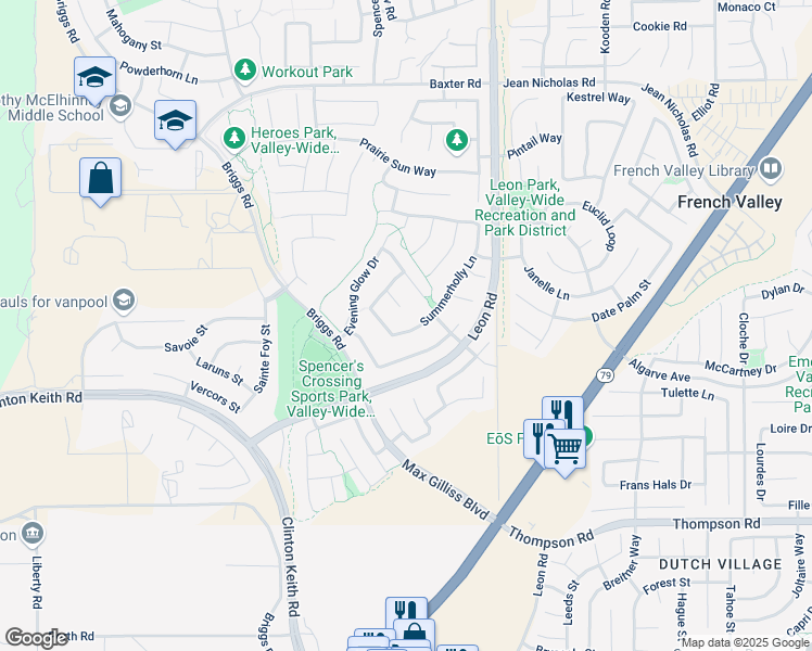 map of restaurants, bars, coffee shops, grocery stores, and more near 35598 Summerholly Lane in Murrieta