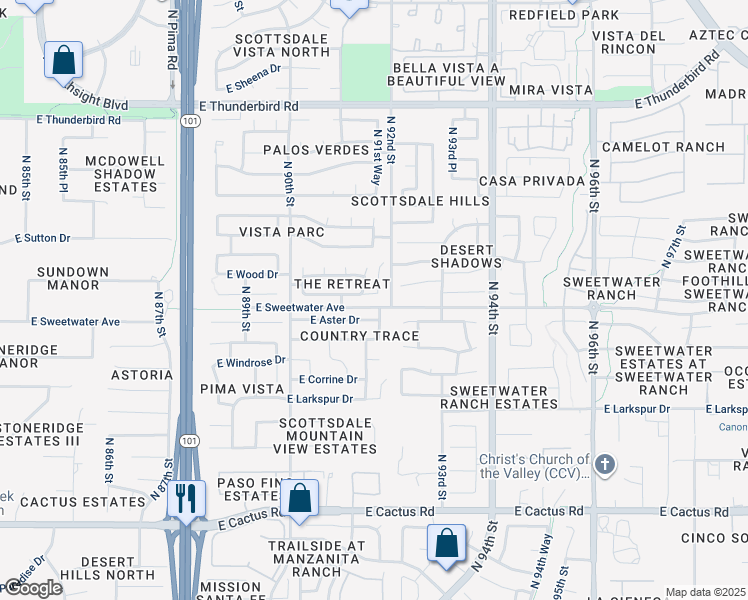 map of restaurants, bars, coffee shops, grocery stores, and more near 9133 East Captain Dreyfus Avenue in Scottsdale