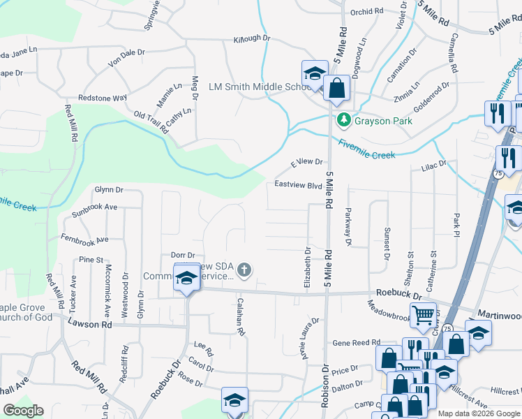 map of restaurants, bars, coffee shops, grocery stores, and more near 300 Joan Avenue in Birmingham