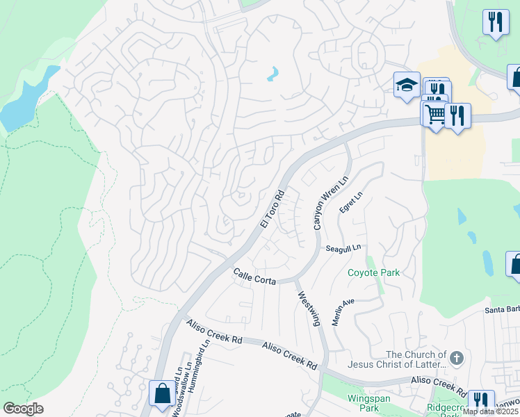 map of restaurants, bars, coffee shops, grocery stores, and more near 3266 San Amadeo in Laguna Woods