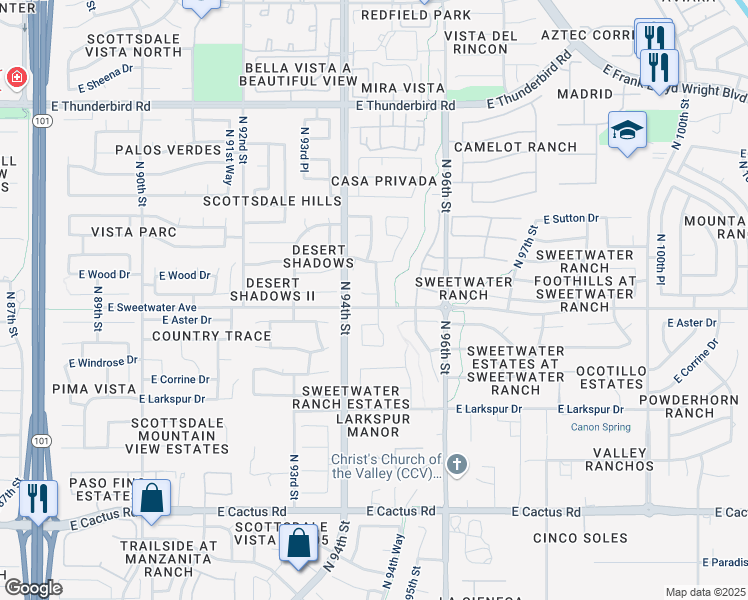 map of restaurants, bars, coffee shops, grocery stores, and more near 9421 East Dreyfus Place in Scottsdale