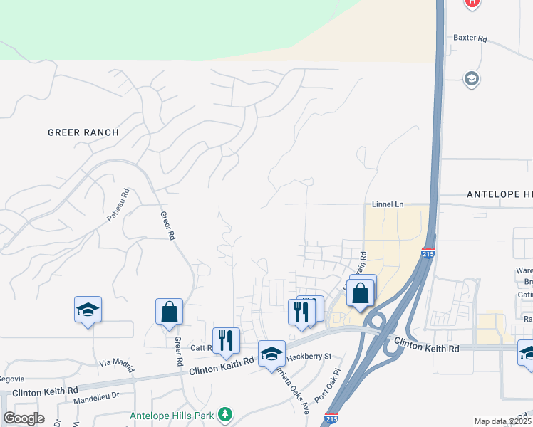 map of restaurants, bars, coffee shops, grocery stores, and more near 27495 Linnel Lane in Murrieta