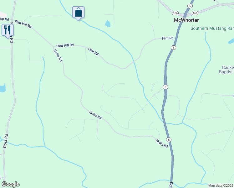 map of restaurants, bars, coffee shops, grocery stores, and more near 7404 Big Creek Drive in Douglasville
