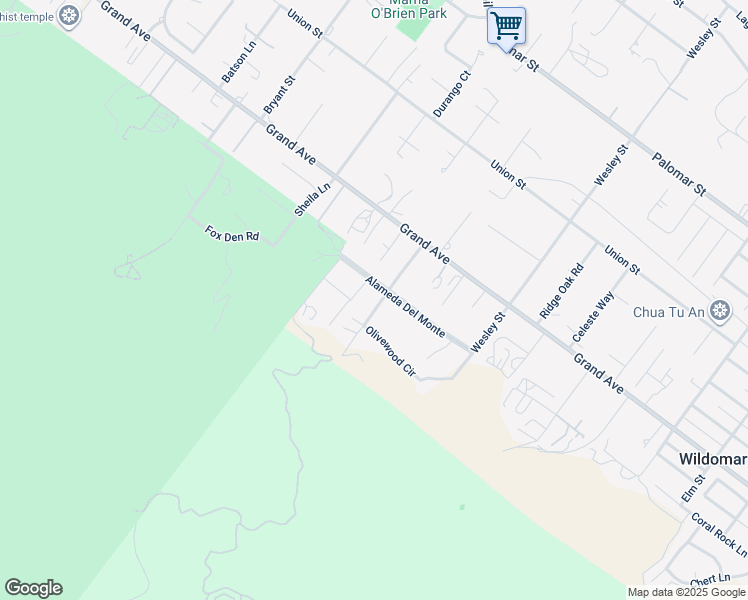 map of restaurants, bars, coffee shops, grocery stores, and more near 33213 Hixon Street in Wildomar