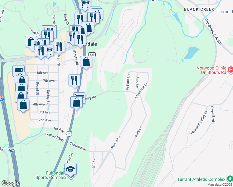 map of restaurants, bars, coffee shops, grocery stores, and more near 812 Whaley Road in Coalburg