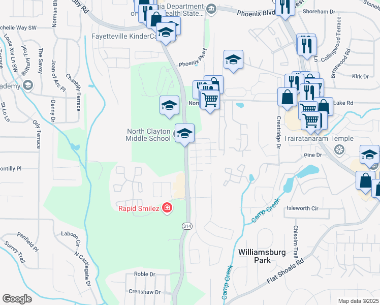 map of restaurants, bars, coffee shops, grocery stores, and more near 1630 Yukon Court in Atlanta