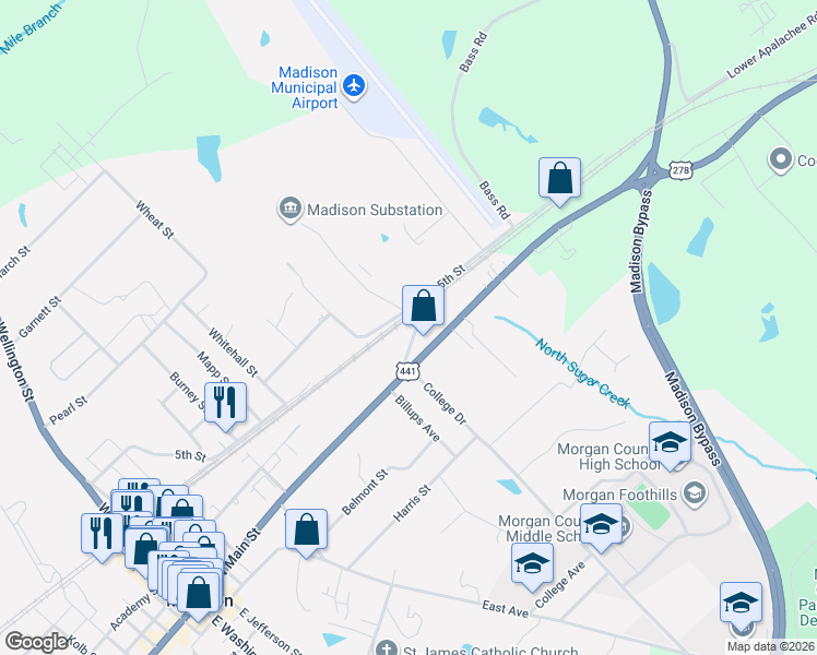 map of restaurants, bars, coffee shops, grocery stores, and more near 680 North Avenue in Madison