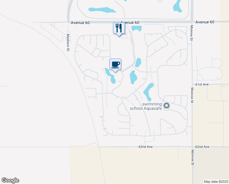 map of restaurants, bars, coffee shops, grocery stores, and more near 61064 Desert Rose Drive in La Quinta
