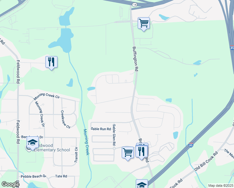 map of restaurants, bars, coffee shops, grocery stores, and more near 3443 Estes Drive in Atlanta