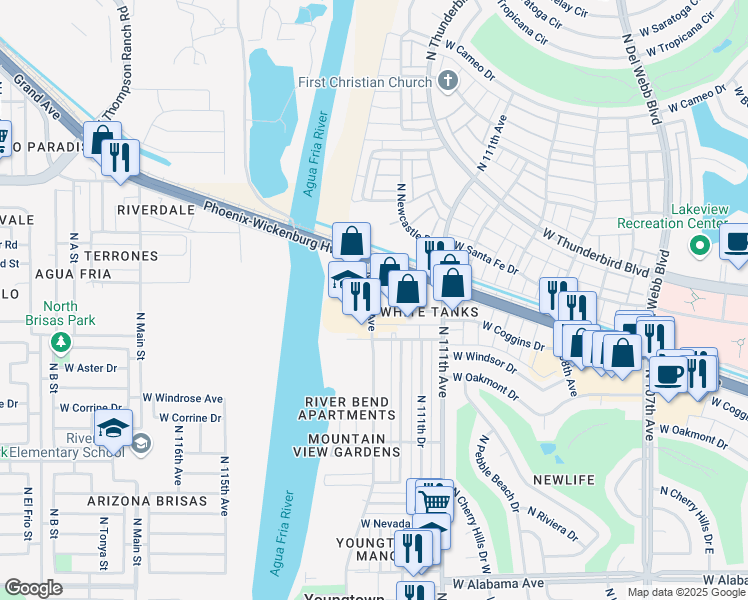 map of restaurants, bars, coffee shops, grocery stores, and more near 11234 West Michigan Avenue in Youngtown