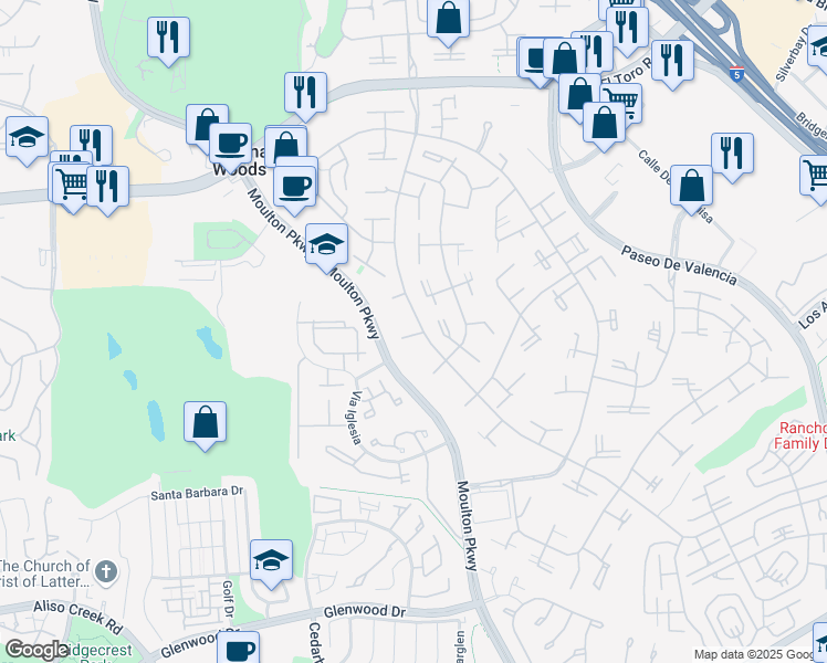 map of restaurants, bars, coffee shops, grocery stores, and more near 2348 Via Mariposa West in Laguna Woods