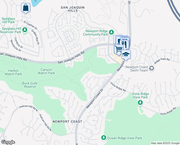 map of restaurants, bars, coffee shops, grocery stores, and more near 33 Monterey Pine Drive in Newport Beach