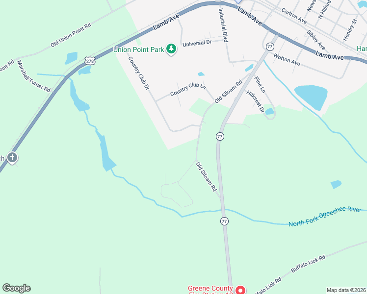 map of restaurants, bars, coffee shops, grocery stores, and more near 1241 Old Siloam Road in Union Point