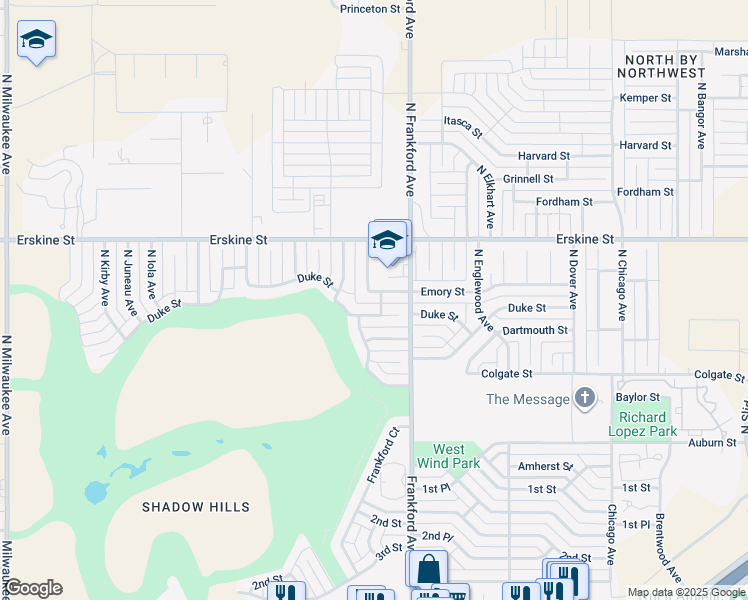 map of restaurants, bars, coffee shops, grocery stores, and more near 5812 Duke Street in Lubbock