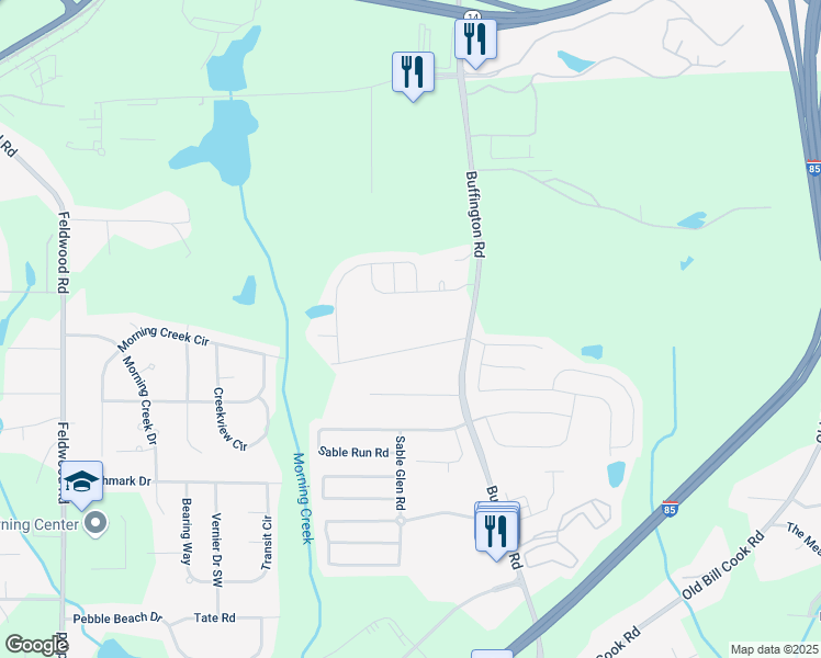 map of restaurants, bars, coffee shops, grocery stores, and more near 3443 Estes Drive in Atlanta