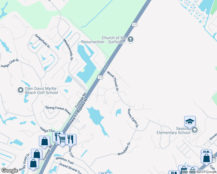 map of restaurants, bars, coffee shops, grocery stores, and more near 7209 Sweetwater Cove in Murrells Inlet