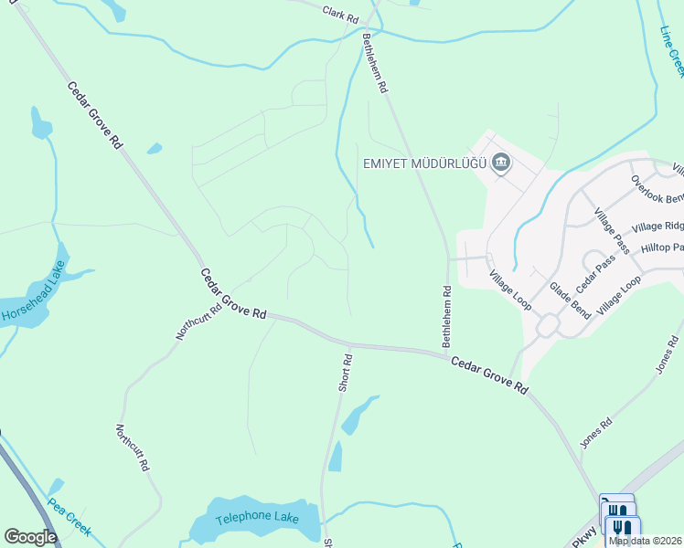 map of restaurants, bars, coffee shops, grocery stores, and more near 8201 Cedar Grove Road in Fairburn