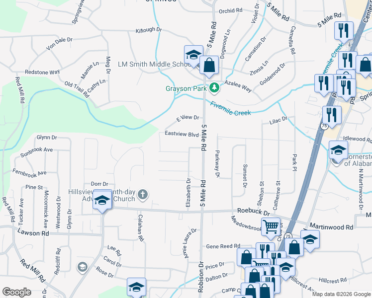 map of restaurants, bars, coffee shops, grocery stores, and more near 336 Joan Avenue in Birmingham