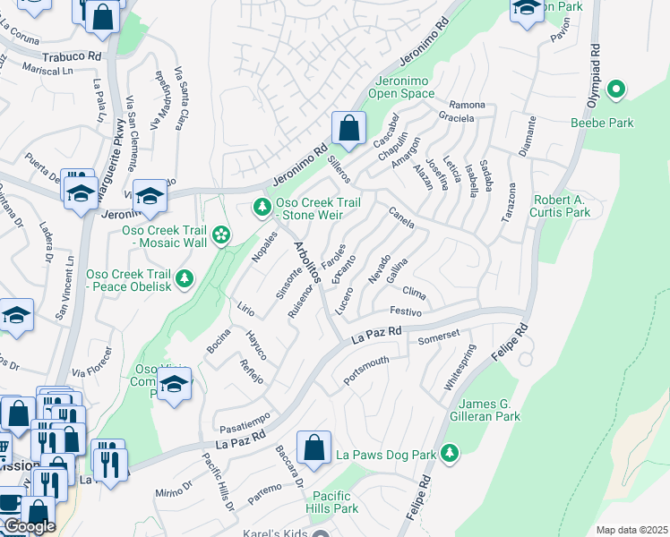 map of restaurants, bars, coffee shops, grocery stores, and more near 27891 Encanto in Mission Viejo
