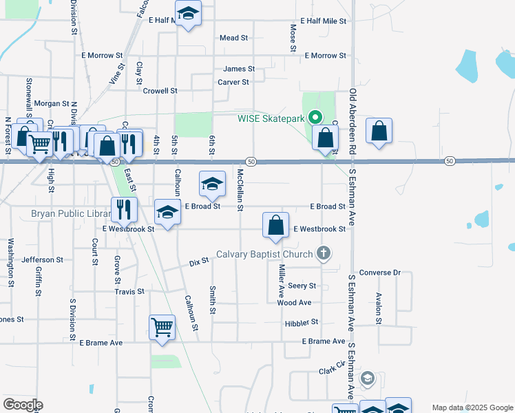 map of restaurants, bars, coffee shops, grocery stores, and more near 940 East Broad Street in West Point