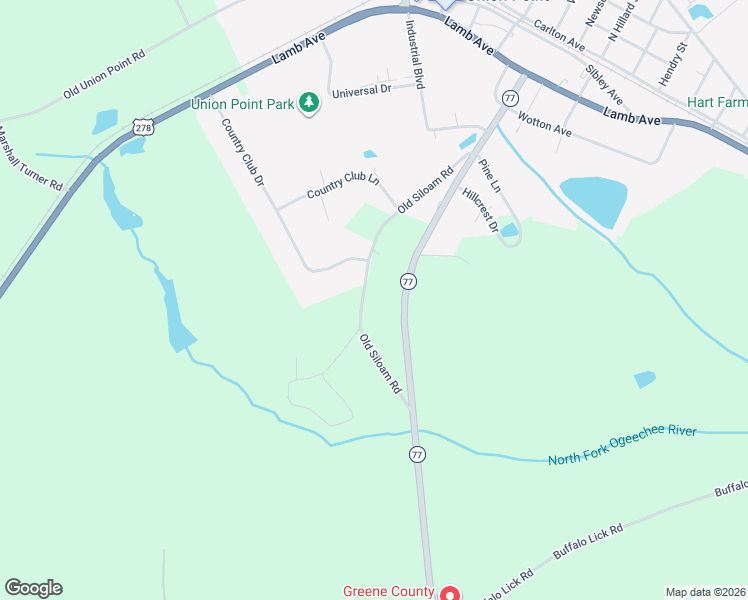 map of restaurants, bars, coffee shops, grocery stores, and more near 1270 Old Siloam Road in Union Point