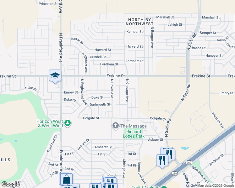 map of restaurants, bars, coffee shops, grocery stores, and more near 512 North Dover Avenue in Lubbock