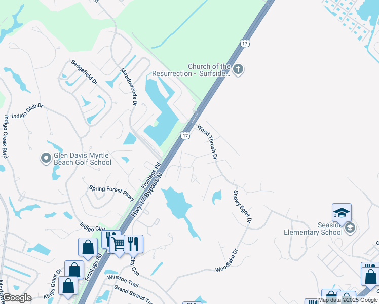 map of restaurants, bars, coffee shops, grocery stores, and more near 5300 Sweetwater Boulevard in Murrells Inlet