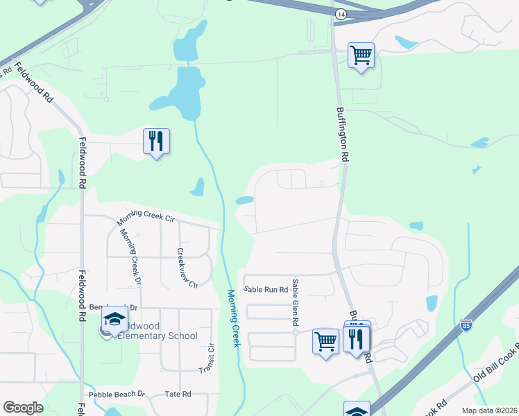 map of restaurants, bars, coffee shops, grocery stores, and more near 5439 Bluegrass Drive in Atlanta