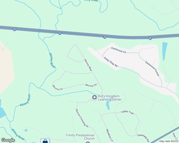 map of restaurants, bars, coffee shops, grocery stores, and more near 395 Alcovy Circle in Covington