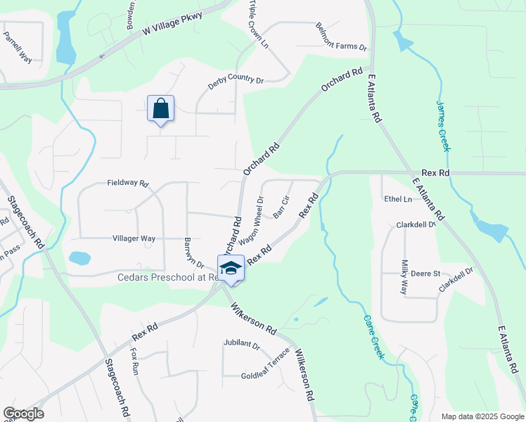 map of restaurants, bars, coffee shops, grocery stores, and more near 301 Barr Circle in Rex
