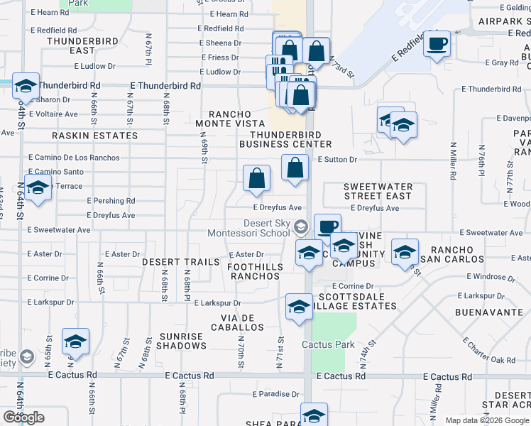 map of restaurants, bars, coffee shops, grocery stores, and more near 7056 East Sweetwater Avenue in Scottsdale