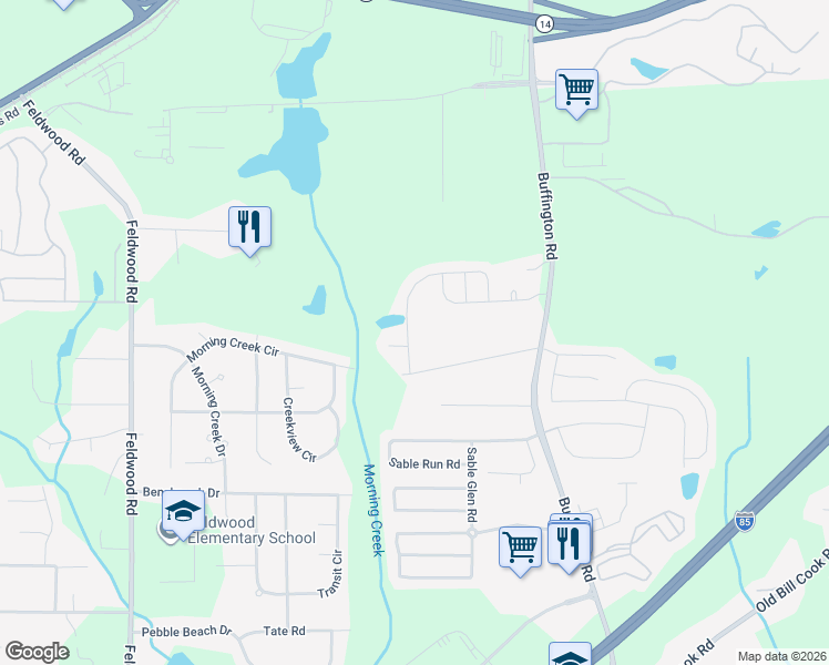 map of restaurants, bars, coffee shops, grocery stores, and more near 5439 Bluegrass Drive in Atlanta