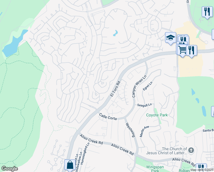 map of restaurants, bars, coffee shops, grocery stores, and more near in Laguna Woods