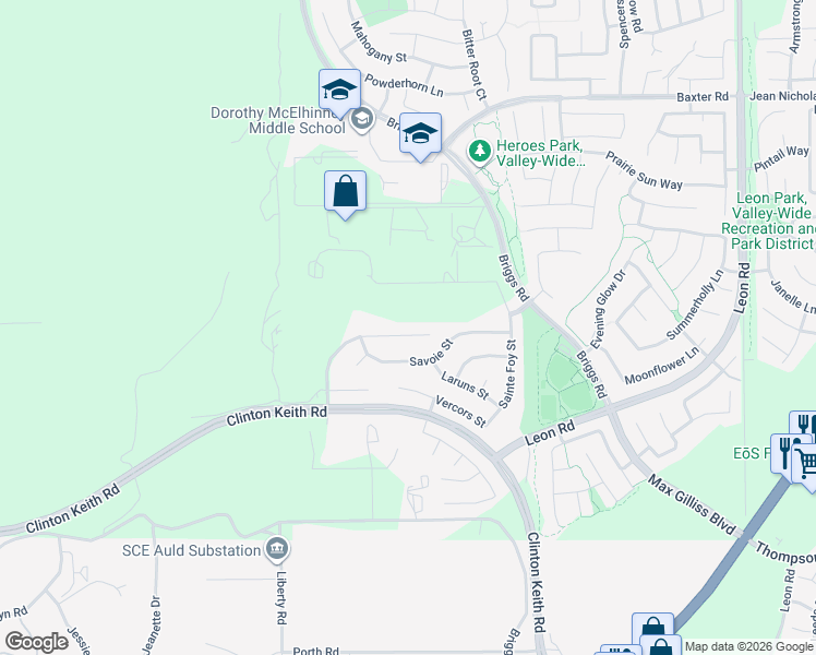 map of restaurants, bars, coffee shops, grocery stores, and more near 30250 Trois Valley Street in Murrieta