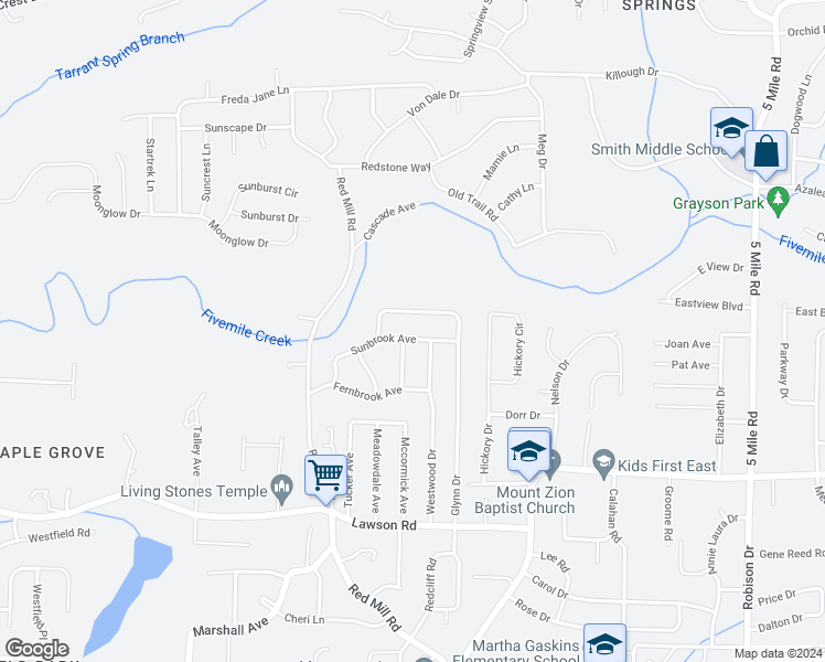 map of restaurants, bars, coffee shops, grocery stores, and more near 369 Sunbrook Avenue in Birmingham