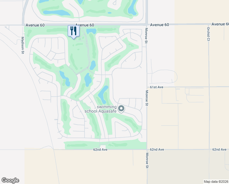 map of restaurants, bars, coffee shops, grocery stores, and more near 61054 Fire Barrel Drive in La Quinta