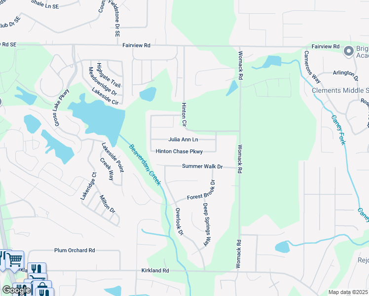 map of restaurants, bars, coffee shops, grocery stores, and more near 385 Hinton Chase Parkway in Covington