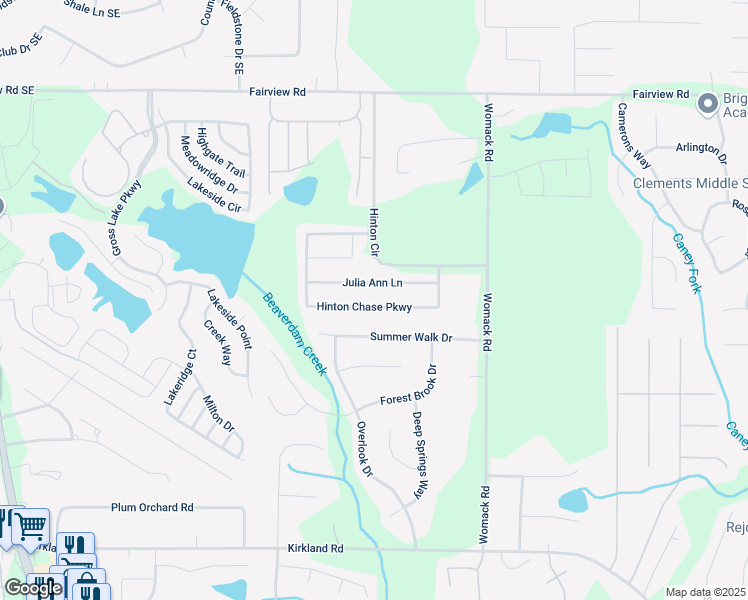map of restaurants, bars, coffee shops, grocery stores, and more near 385 Hinton Chase Parkway in Covington