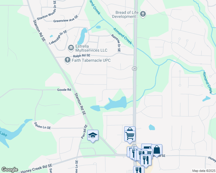 map of restaurants, bars, coffee shops, grocery stores, and more near 832 Virginia Court Southeast in Conyers