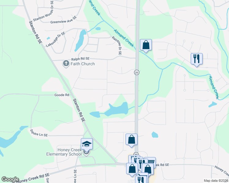 map of restaurants, bars, coffee shops, grocery stores, and more near 855 Virginia Court Southeast in Conyers