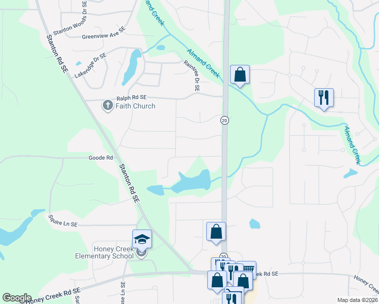 map of restaurants, bars, coffee shops, grocery stores, and more near 855 Virginia Court Southeast in Conyers