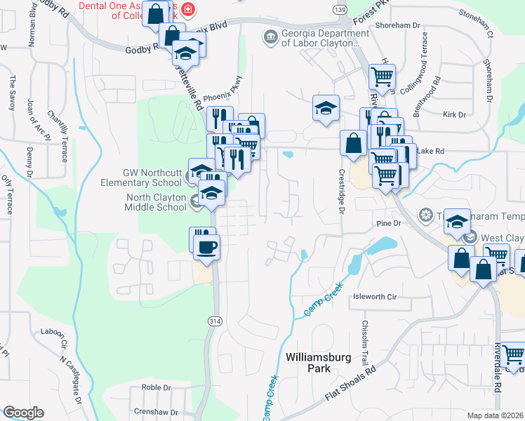 map of restaurants, bars, coffee shops, grocery stores, and more near 6002 Nile Court in Atlanta