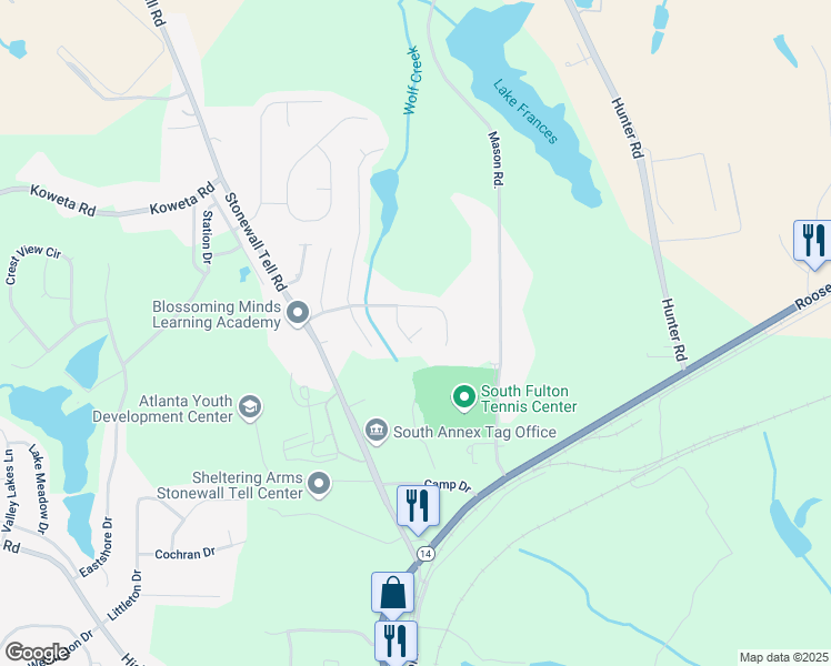 map of restaurants, bars, coffee shops, grocery stores, and more near 5485 Sierra Tr in Atlanta
