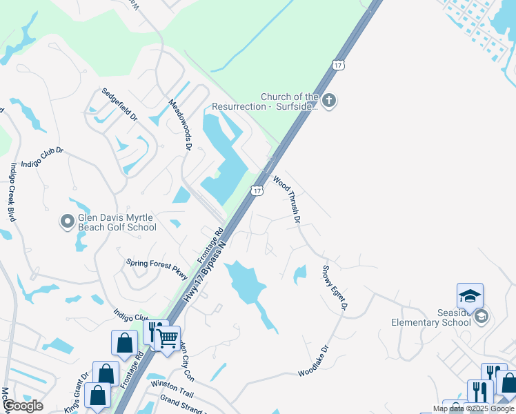 map of restaurants, bars, coffee shops, grocery stores, and more near 5300 Sweetwater Boulevard in Murrells Inlet